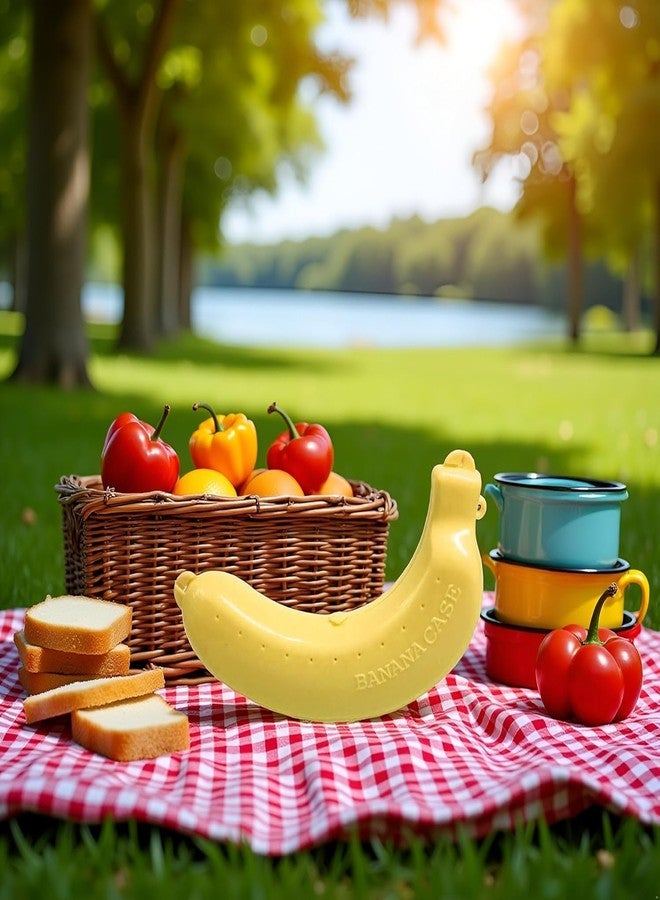 حقيبة تخزين موز صفراء خالية من مادة BPA، مناسبة للسفر والتخييم، حافظات طعام، حافظة ومُحَمِّية للموز الطازج، صندوق تخزين أنيق للموز، مثالي للنزهات والتخييم، طقم حافظات طعام - Image 5